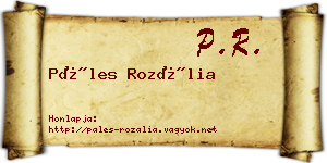 Páles Rozália névjegykártya